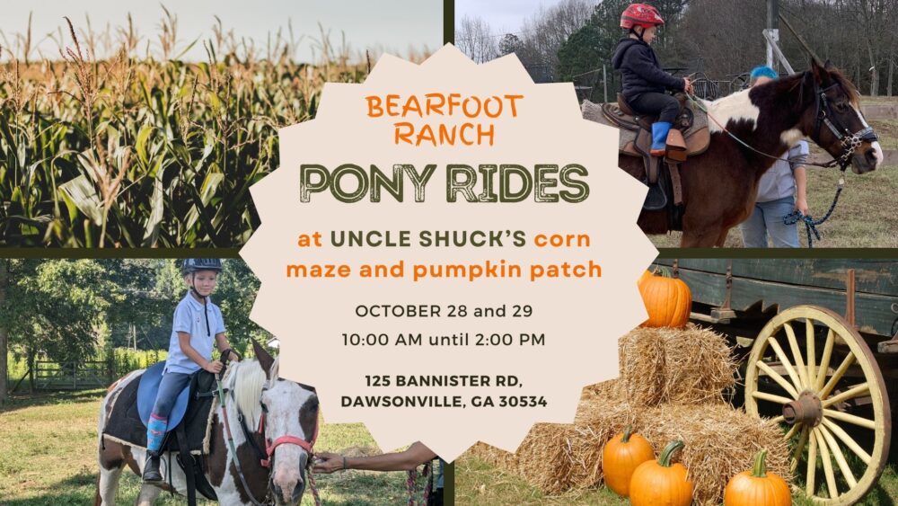 Bearfoot Ranch Pony Rides at Uncle Shuck's Corn Maze and Pumpkin Patch - October 28 and 29, 2023